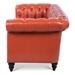 Eldridge 84" Rolled Arm Chesterfield 3 Seater Sofa - Orange Polyurethane Fabric - Birch Legs - CAB2255