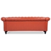 Eldridge 84" Rolled Arm Chesterfield 3 Seater Sofa - Orange Polyurethane Fabric - Birch Legs - CAB2255