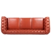 Eldridge 84" Rolled Arm Chesterfield 3 Seater Sofa - Orange Polyurethane Fabric - Birch Legs - CAB2255