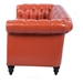 Eldridge 84" Rolled Arm Chesterfield 3 Seater Sofa - Orange Polyurethane Fabric - Birch Legs - CAB2255