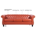 Eldridge 84" Rolled Arm Chesterfield 3 Seater Sofa - Orange Polyurethane Fabric - Birch Legs - CAB2255