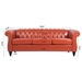 Eldridge 84" Rolled Arm Chesterfield 3 Seater Sofa - Orange Polyurethane Fabric - Birch Legs - CAB2255