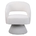 Felixstowe Swivel Accent Chair - White Faux Fur - Solid and Manufactured Wood Frame