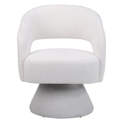 Felixstowe Swivel Accent Chair - White Faux Fur - Solid and Manufactured Wood Frame 