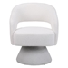 Felixstowe Swivel Accent Chair - White Faux Fur - Solid and Manufactured Wood Frame - CAB2256