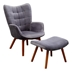 Rowanridge Accent Chair with Ottoman - Gray Velvet - Oak Finished Legs