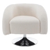 Gwendolen Swivel Accent Chair - White Teddy Upholstery - Solid Wood Frame