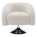 Gwendolen Swivel Accent Chair - White Teddy Upholstery - Solid Wood Frame - CAB2262