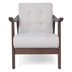 Marta Sofa Accent Chair - Beige Fabric - Rubberwood Frame