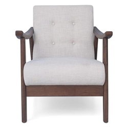 Marta Sofa Accent Chair - Beige Fabric - Rubberwood Frame 