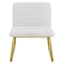 Valtorin White Armless Sofa Chair with Plush Cushion and Backrest - Golden Metal Legs