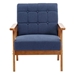 Vaylen Accent Chair with Solid Wood Armrest and Feet - Navy Linen - Light Brown Finish Legs - CAB2274