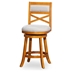 Vynaria 24" Counter Height X-Back Swivel Stool - Natural Finish - Beige Fabric Seat