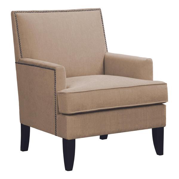 Larchmont Track Arm Accent Chair - Sand Polyester - Merlot Finish Legs 