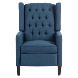 Windermere 27" Wide Wing Chair Recliner - Blue Polyester - Birch Wood Legs 