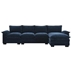 Covington 118" L-Shaped Chenille Sectional Sofa - Double Seat Cushions - 5 Seater - Dark Navy