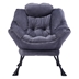 Ravynne Lazy Chair with Armrests and Side Pocket - Dark Gray Fabric - Metal Frame