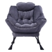 Ravynne Lazy Chair with Armrests and Side Pocket - Dark Gray Fabric - Metal Frame - CAB2299