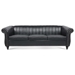 Thornguard 83" Chesterfield Three Seater Sofa - Black Polyurethane - Wood Frame and Legs - CAB2310