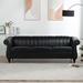 Thornguard 83" Chesterfield Three Seater Sofa - Black Polyurethane - Wood Frame and Legs - CAB2310