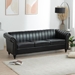 Thornguard 83" Chesterfield Three Seater Sofa - Black Polyurethane - Wood Frame and Legs - CAB2310