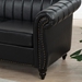 Thornguard 83" Chesterfield Three Seater Sofa - Black Polyurethane - Wood Frame and Legs - CAB2310