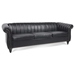 Thornguard 83" Chesterfield Three Seater Sofa - Black Polyurethane - Wood Frame and Legs - CAB2310