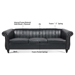 Thornguard 83" Chesterfield Three Seater Sofa - Black Polyurethane - Wood Frame and Legs - CAB2310