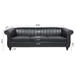 Thornguard 83" Chesterfield Three Seater Sofa - Black Polyurethane - Wood Frame and Legs - CAB2310