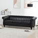 Thornguard 83" Chesterfield Three Seater Sofa - Black Polyurethane - Wood Frame and Legs - CAB2310