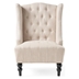 Knoxville Hi-Back Club Chair - Light Beige Fabric - Birch Wood Legs