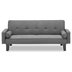 Falkner 72" Sofa Bed - Dark Gray Cotton Linen - Solid Wood Frame - Includes 2 Pillows