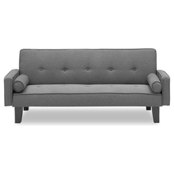 Falkner 72" Sofa Bed - Dark Gray Cotton Linen - Solid Wood Frame - Includes 2 Pillows 