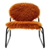 Mironne Accent Chair - Modern Industrial Slant Armchair - Orange Plush Upholstery - Black Iron Legs