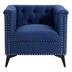 Cobble Accent Chair - Blue Linen - Solid Wood Frame