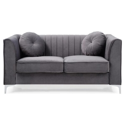 Kestrel Loveseat - Gray Velvet - Heavy Duty Chrome Legs 