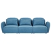 Fairview 94" Lazy Sofa 3 Seater - Teddy Fabric Blue - Solid Wood Frame - CAB2339