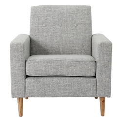 Calixta Club Chair - Light Grey Fabric - Rubberwood Legs 