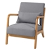 Hylena Leisure Chair with Solid Wood Armrest and Feet - Light Gray Linen Fabric - Mid-Century Modern Accent Sofa - CAB2346