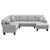 Ottawa 108" U-Shaped Sectional Sofa - 7-Seater with 3 Pillows - Light Gray