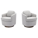 Zyvora Swivel Accent Chair - Light Gray Boucle - Brown Wood Base - CAB2353