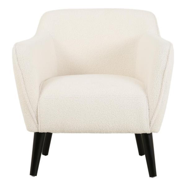 Floria Upholstered Armchair - Ivory Fabric - Birch Wood Legs 