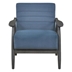 Vallina Accent Chair - Blue Velvet Upholstery - Brick Gray Solid Wood Frame