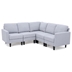 Hartford Comfy 5-Piece L-Shaped Sofa with Wooden Legs - Light Grey Fabric