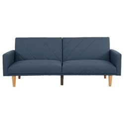 Summit 80" Convertible Sofa Bed - Navy Polyfiber - Wooden Legs 