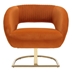 Aviora Accent Chair - Orange Velvet - Silver Metal Stand