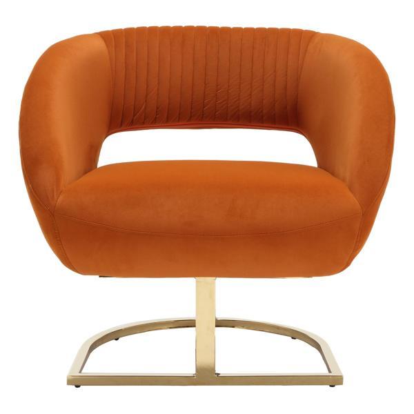 Aviora Accent Chair - Orange Velvet - Silver Metal Stand 