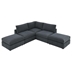 Edinburgh 93" Sectional Sofa with Vertical Stripes - 5 Seater Armless Couch with Convertible Ottomans - Dark Grey Corduroy