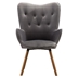 Manoir Accent Chair - Gray Silky Velvet - Light Brown Solid Wood Frame