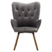 Manoir Accent Chair - Gray Silky Velvet - Light Brown Solid Wood Frame - CAB2395